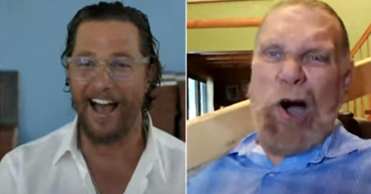Watch "Hacksaw" Jim Duggan Surprises Matthew McConaughey on WWE's The Bump