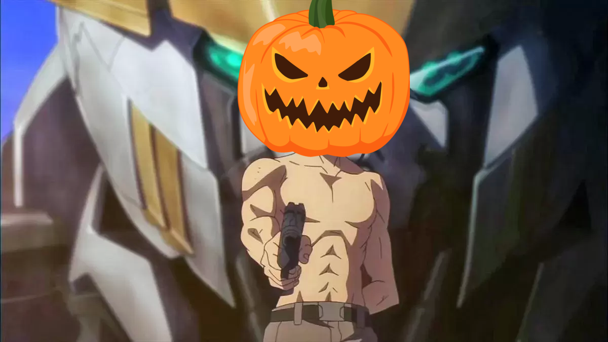 Anime girls with halloween-themed decorations on Craiyon