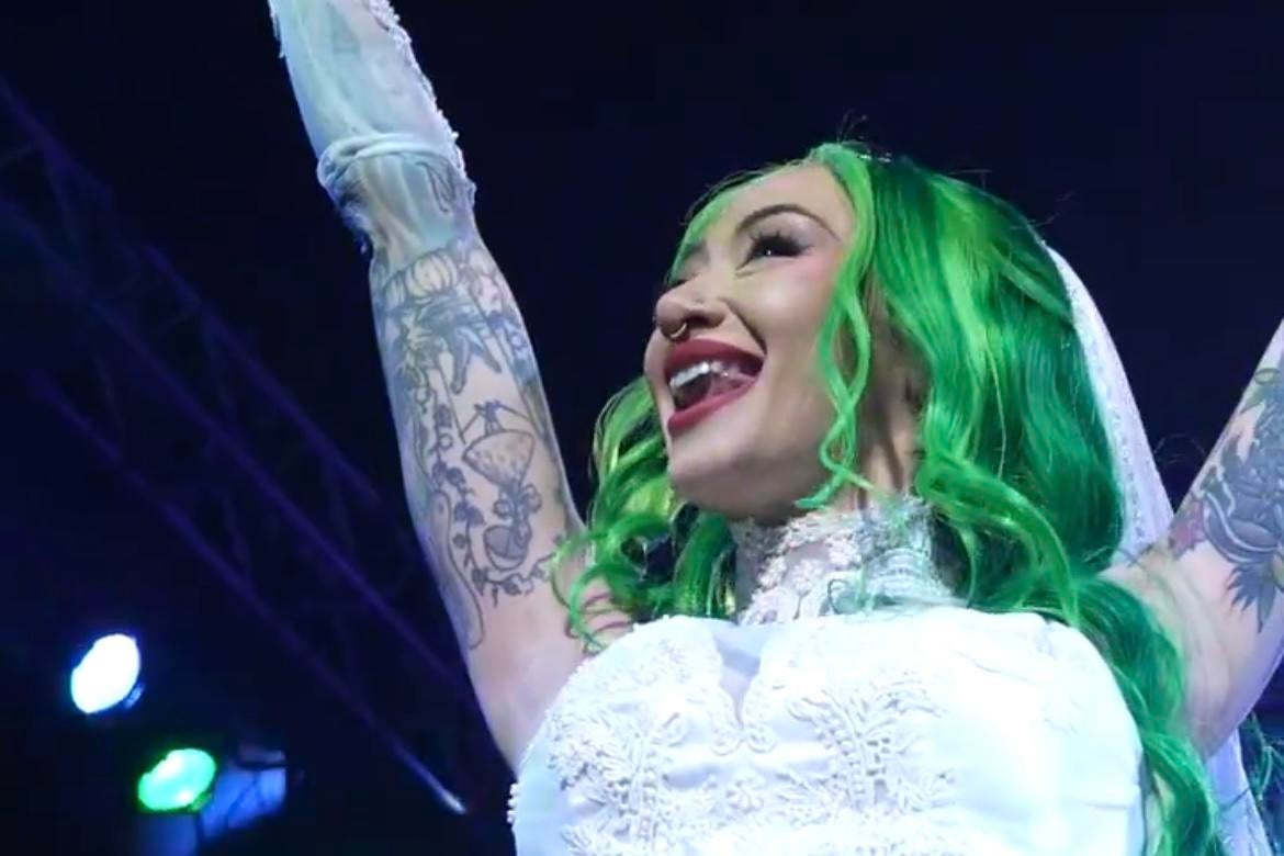 Watch: WWE's Shotzi Wrestles in Her Wedding Dress at WWE Live Event