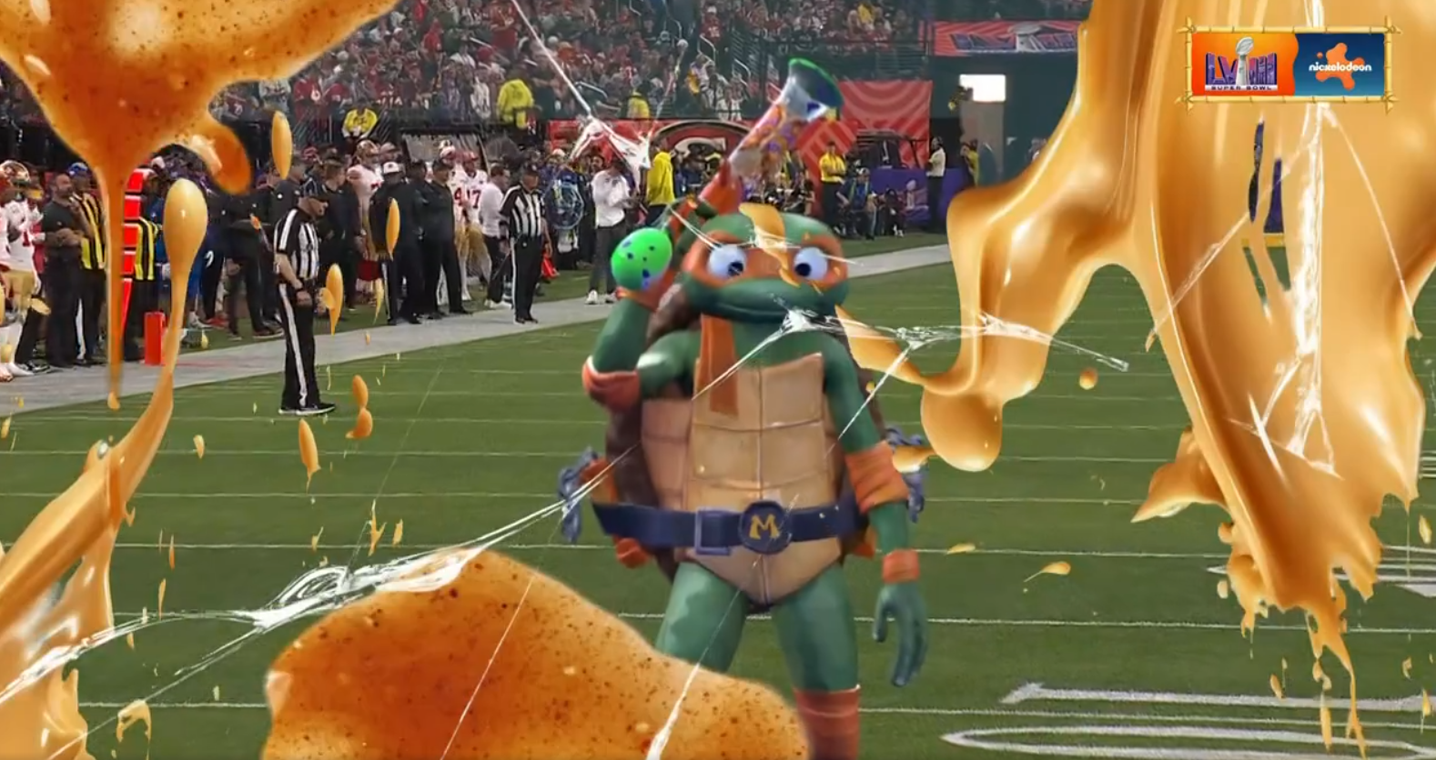 Nickelodeon's Super Bowl broadcast: an ingenious, wildly chaotic splash, Super Bowl
