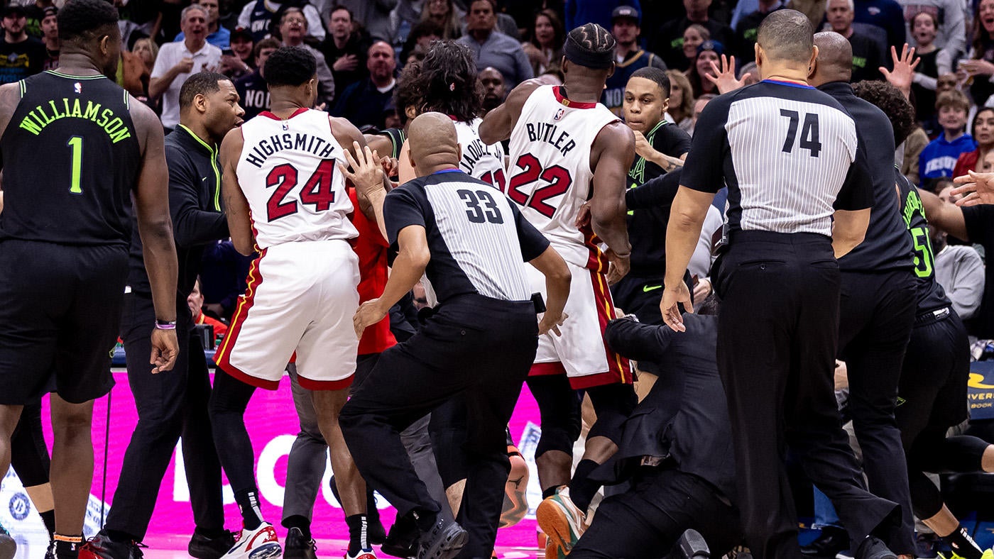 Heat-Pelicans brawl: Naji Marshall chokes Jimmy Butler in scrap that sees four players ejected