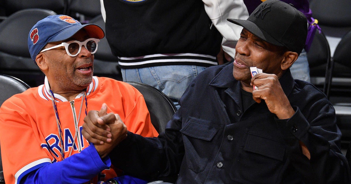 Spike Lee and Denzel Washington at LA Lakers and NY Knicks Game