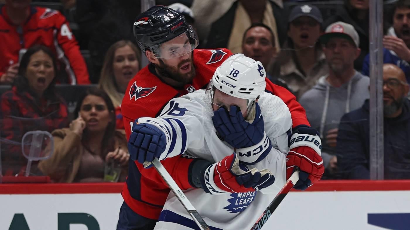 Capitals' Tom Wilson suspended: Washington forward banned six games for high-sticking Maple Leafs' Noah Gregor