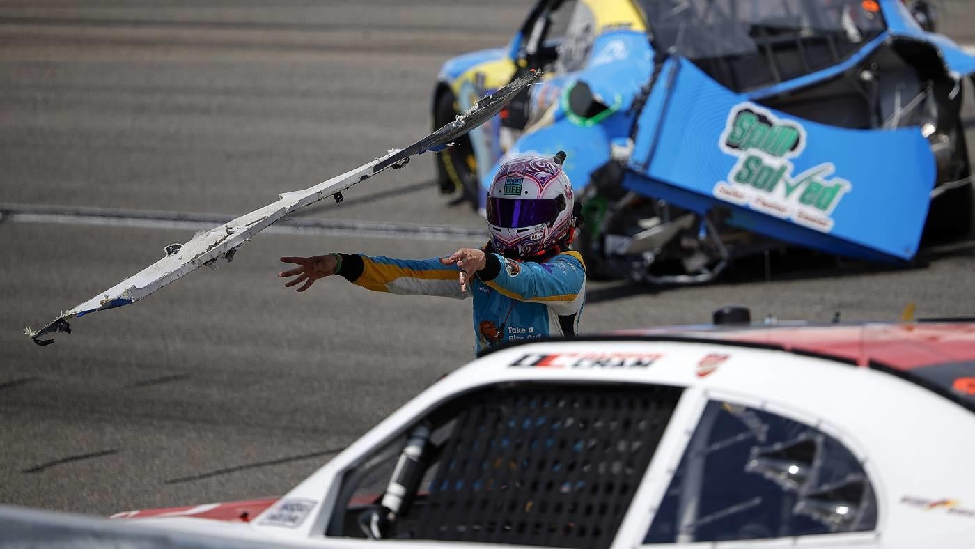 NASCAR driver Joey Gase fined for throwing his rear bumper at another driver