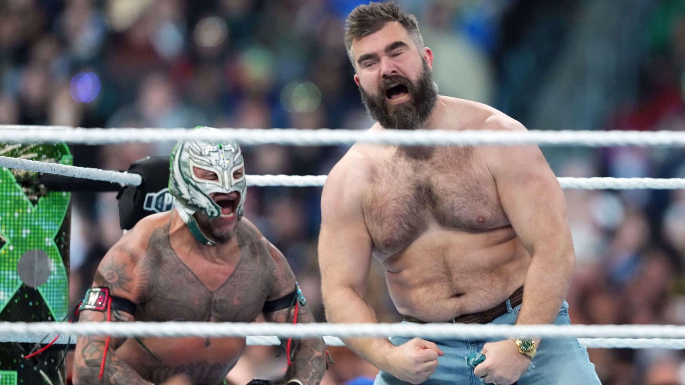 WrestleMania 40 results, highlights: Eagles stars Jason Kelce, Lane Johnson make surprise save of Rey Mysterio