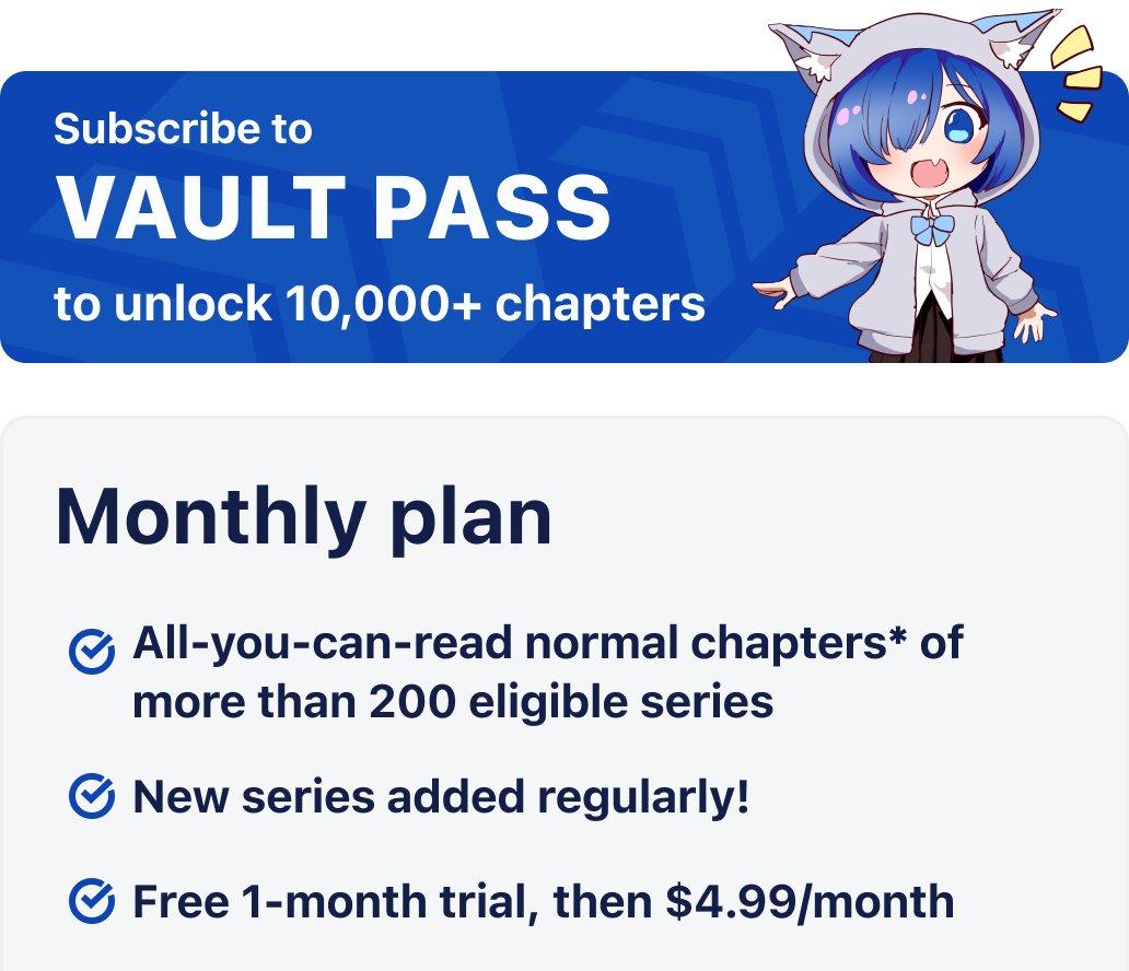 Manga Up объявляет о ежемесячном уровне подписки и Vault Pass