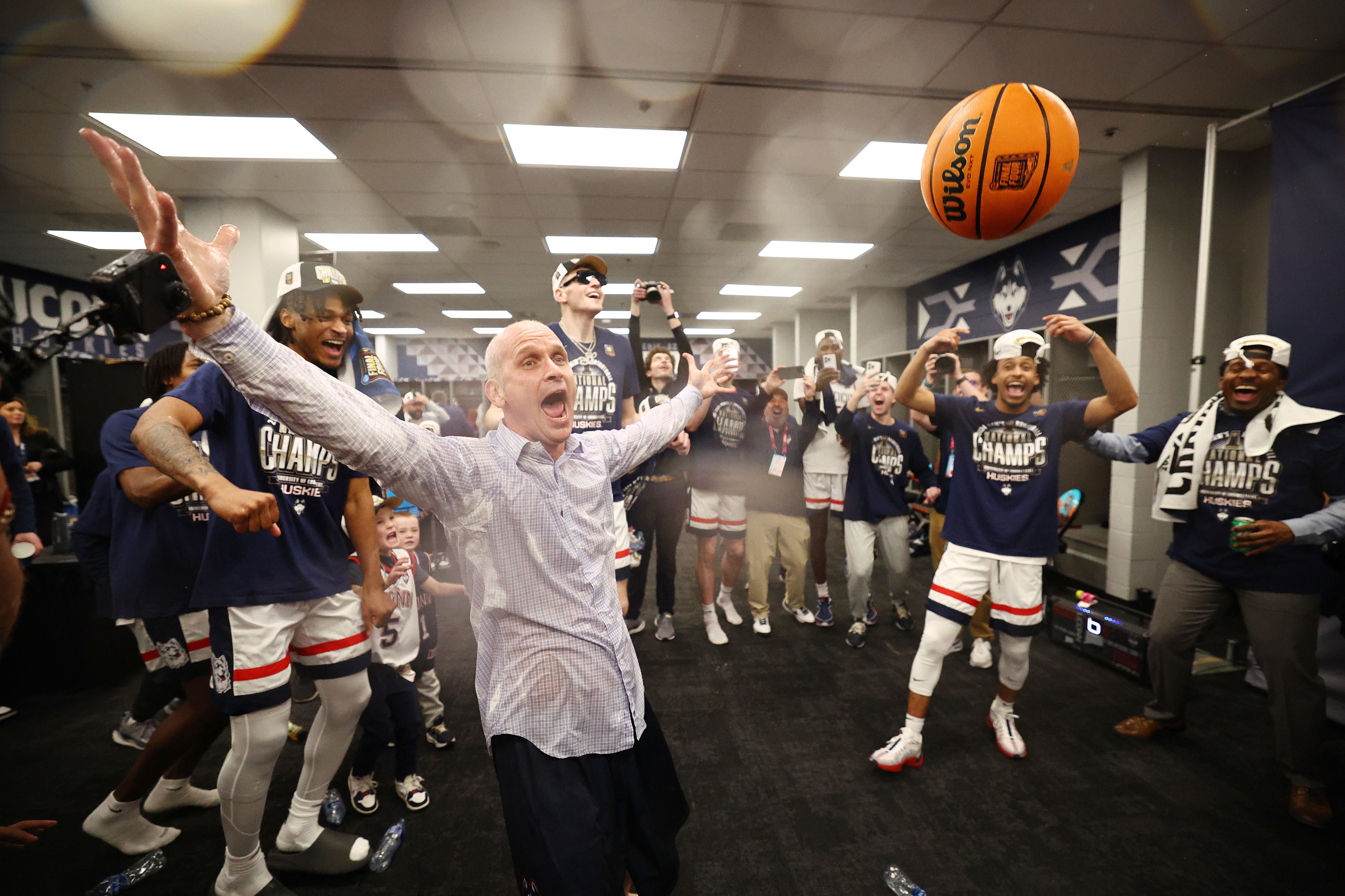 
                        UConn coach Dan Hurley joins brother Bobby, former Duke star, as repeat national champion
                    