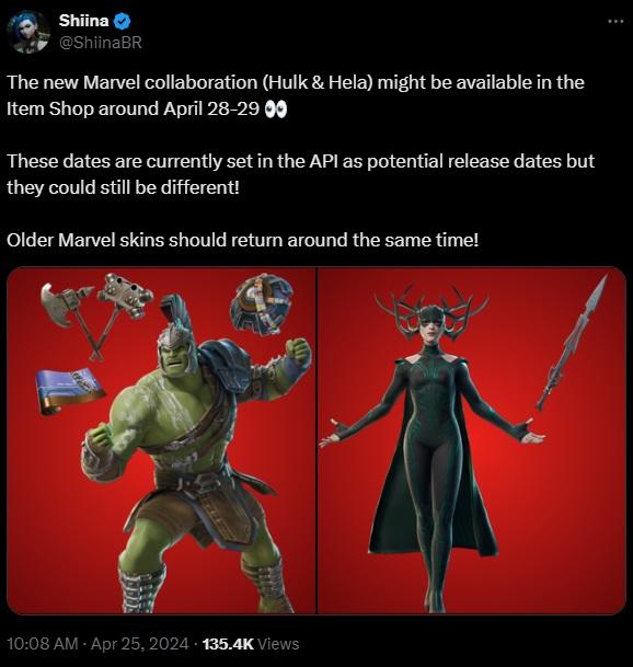 Fortnite добавляет новые скины Thor: Ragnarok для Халка и Хелы