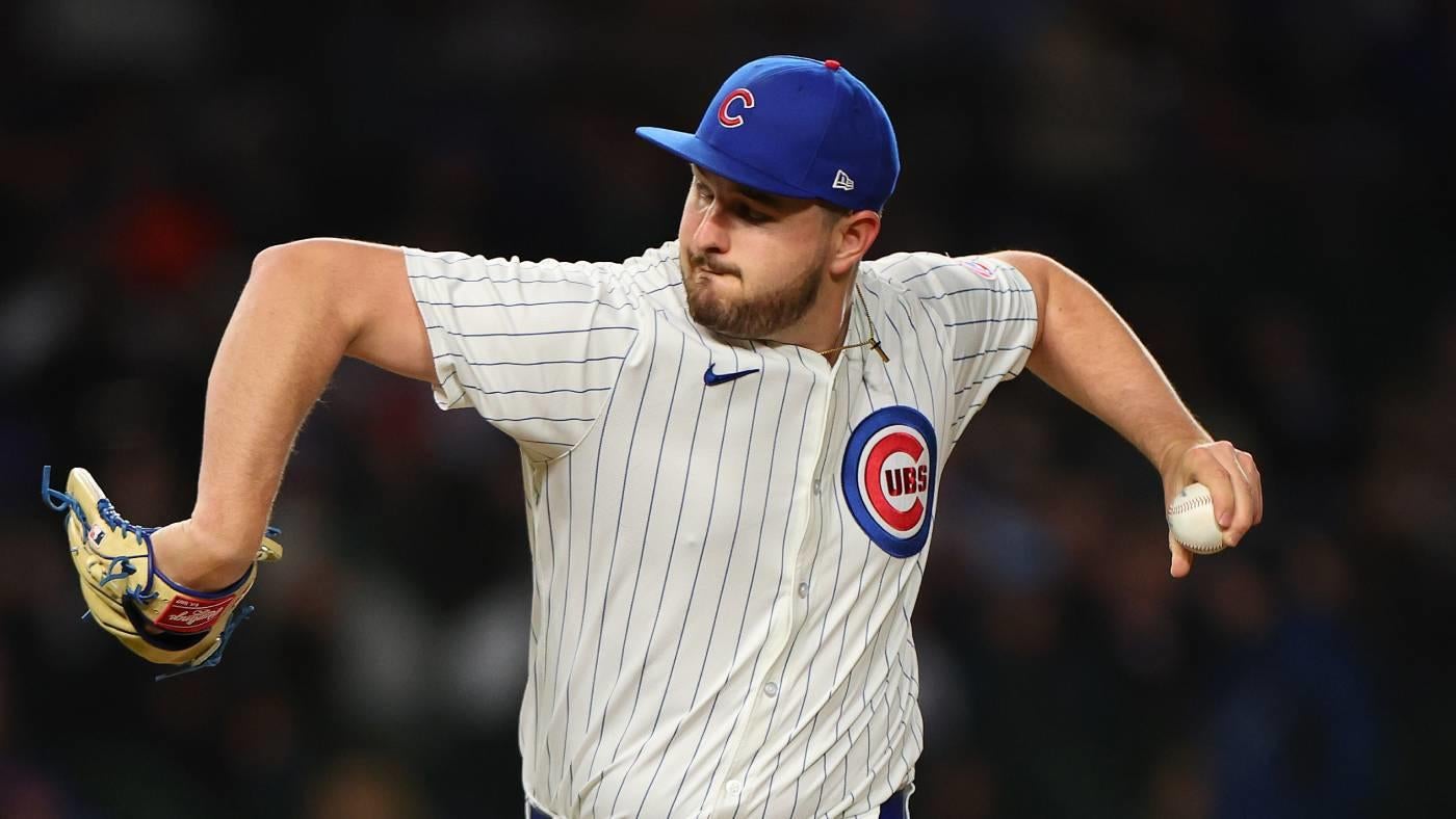 Cubs reliever Luke Little had to change his glove due to an American flag patch