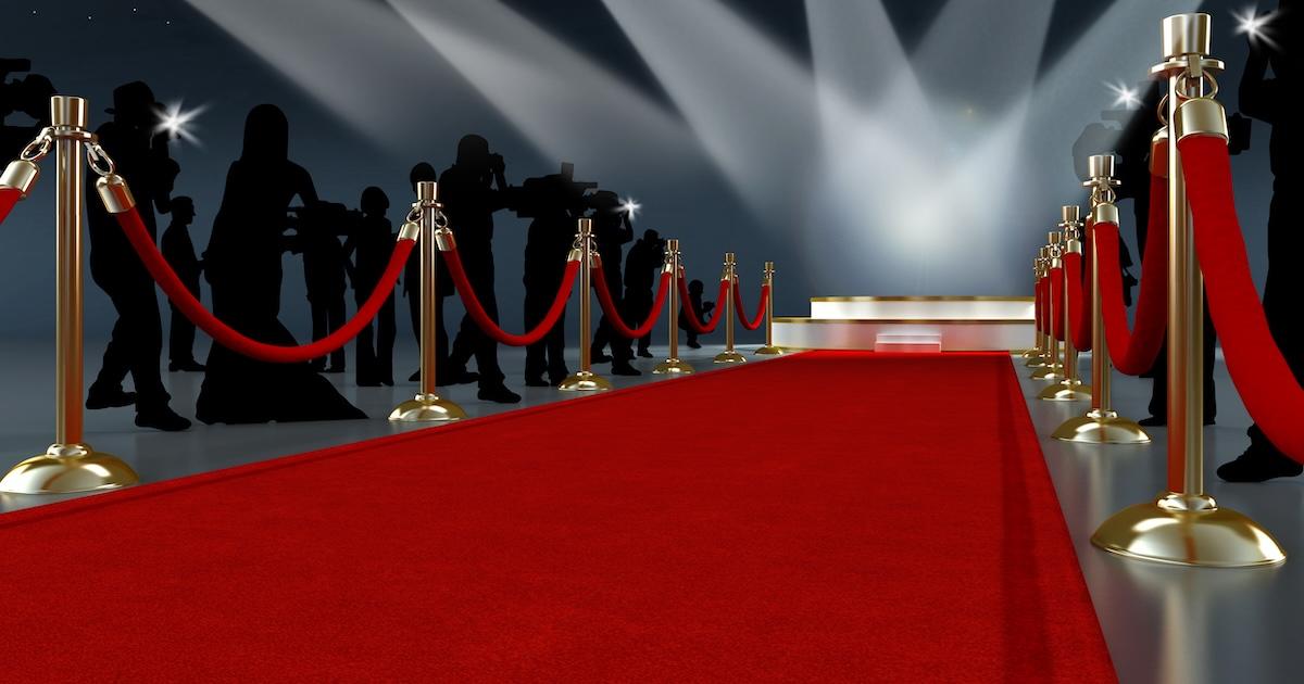 Red carpet leading to the stage