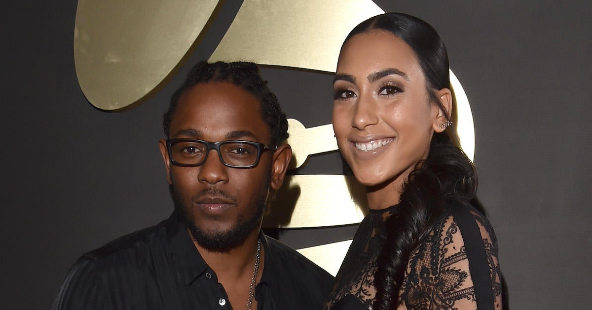 Kendrick Lamar and Whitney Alford at The 58th GRAMMY Awards - Red Carpet