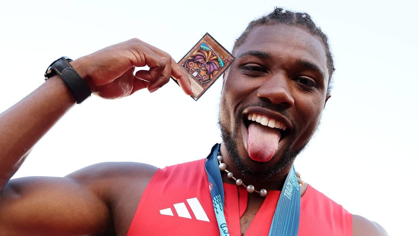Noah Lyles explains why he ran with 'Yu-Gi-Oh!' cards at U.S. Olympic trials, lists goals for Paris Olympics