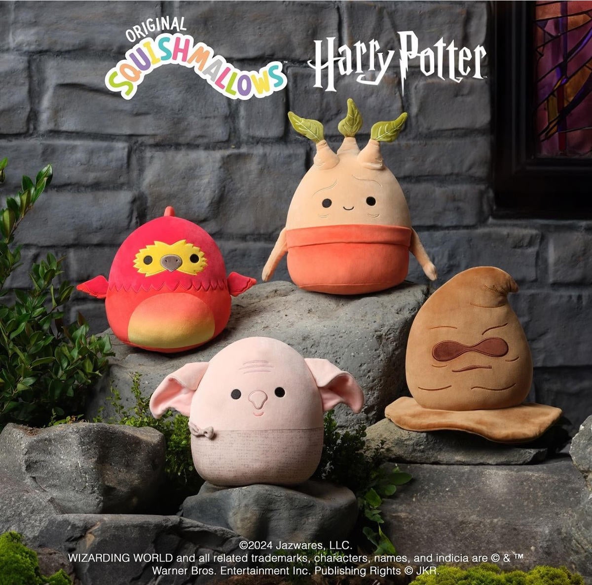 New Harry Potter Squishmallows: Dobby, Sorting Hat, Fawkes, Mandrake