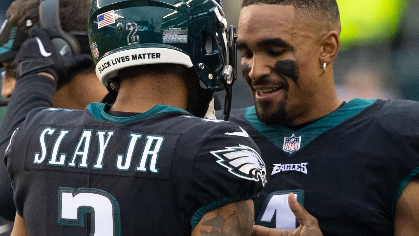 Eagles' Jalen Hurts, Darius Slay have funny exchange after QB finally throws interception in training camp