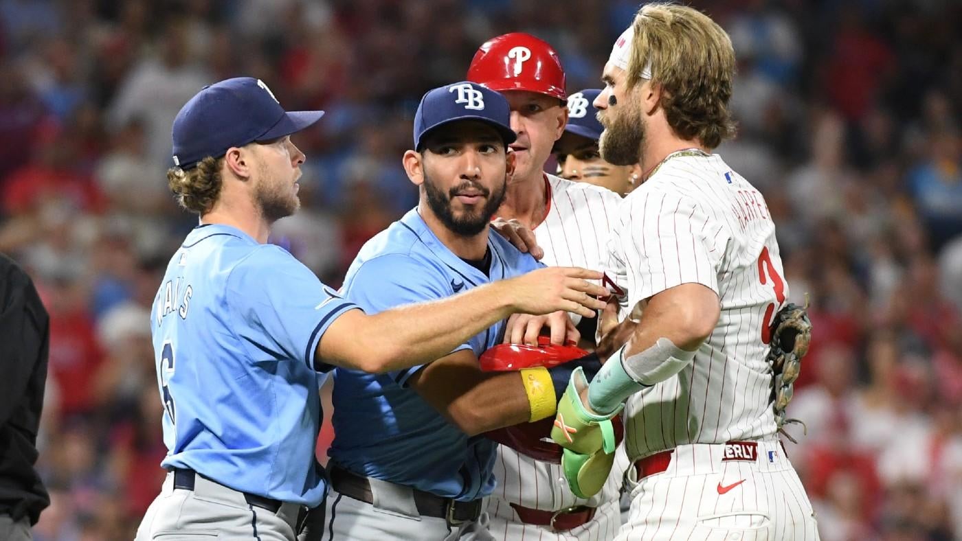 Rays reliever, manager suspended after Phillies' Nick Castellanos hit with pitch before benches cleared