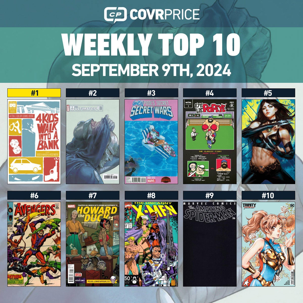 Top 10 Comic Books Rising in Value in the Last Week Include 4 Kids Walk Into A Bank, NYX, and Trinity Special