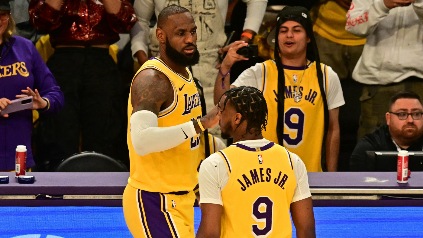 Lakers' LeBron and Bronny James make history as first father-son duo to play together in NBA game