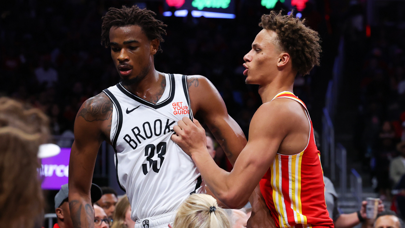 WATCH: Nets' Nic Claxton ejected after hard swing at head of Hawks' Dyson Daniels