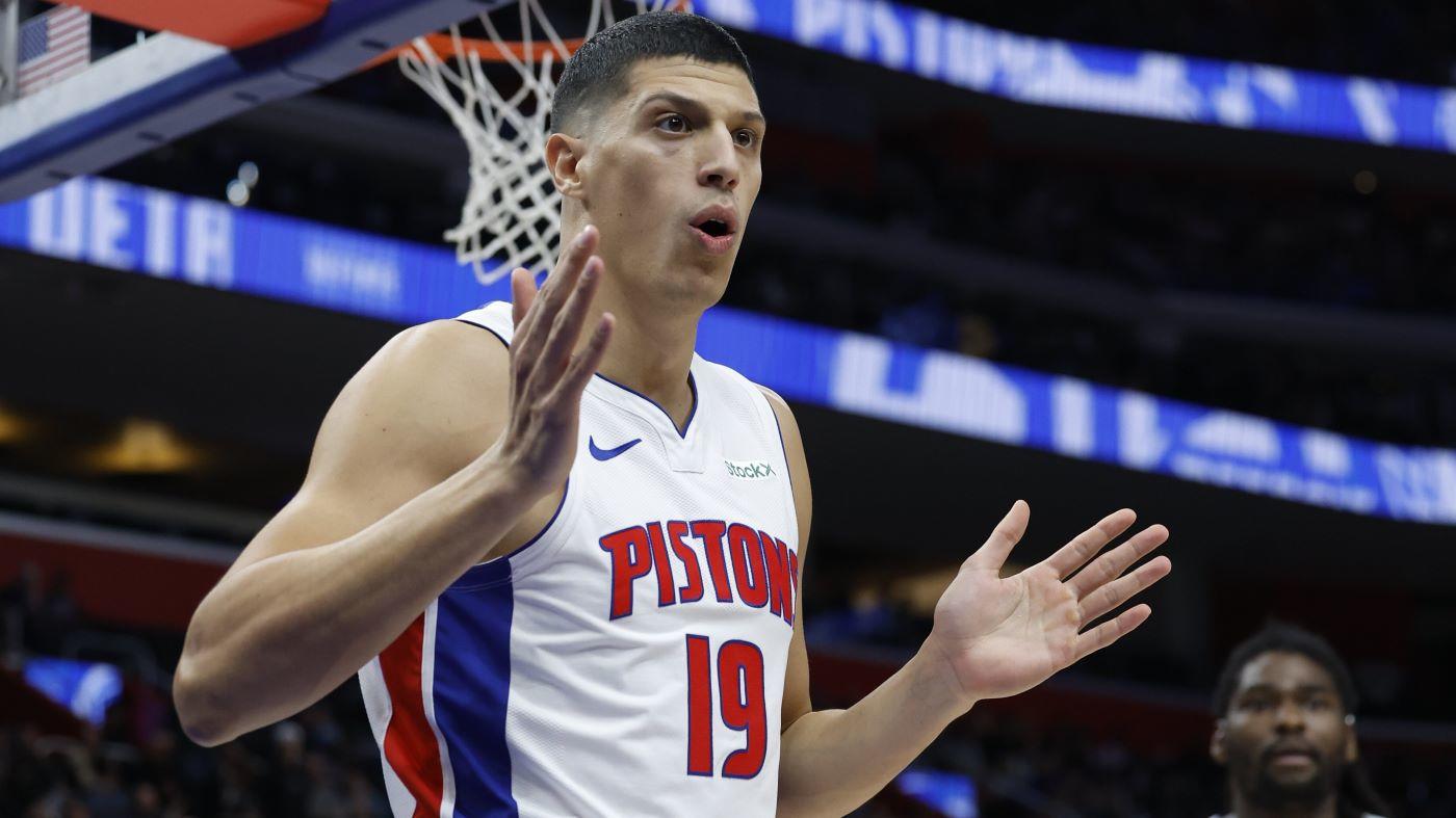 Pistons receive technical foul for having six players on court in season-opening loss to Pacers