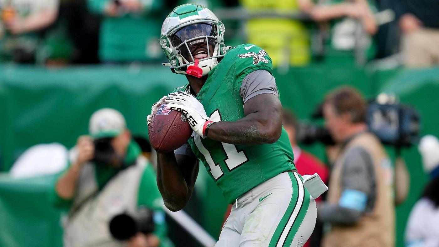 Eagles' A.J. Brown gives signed jersey to fan after throwing Tanner McKee's first NFL TD pass into crowd