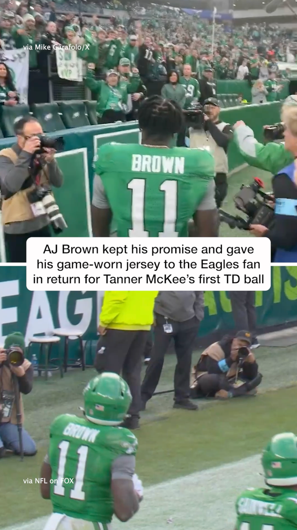 AJ Brown gave Eagles fan his gameworn jersey in exchange for Tanner