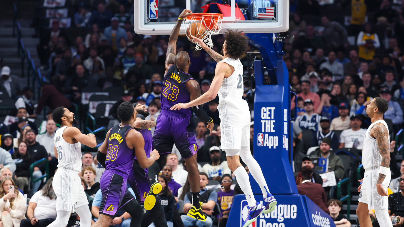 WATCH: Lakers star LeBron James throws down incredible windmill dunk over Mavericks' Dereck Lively II