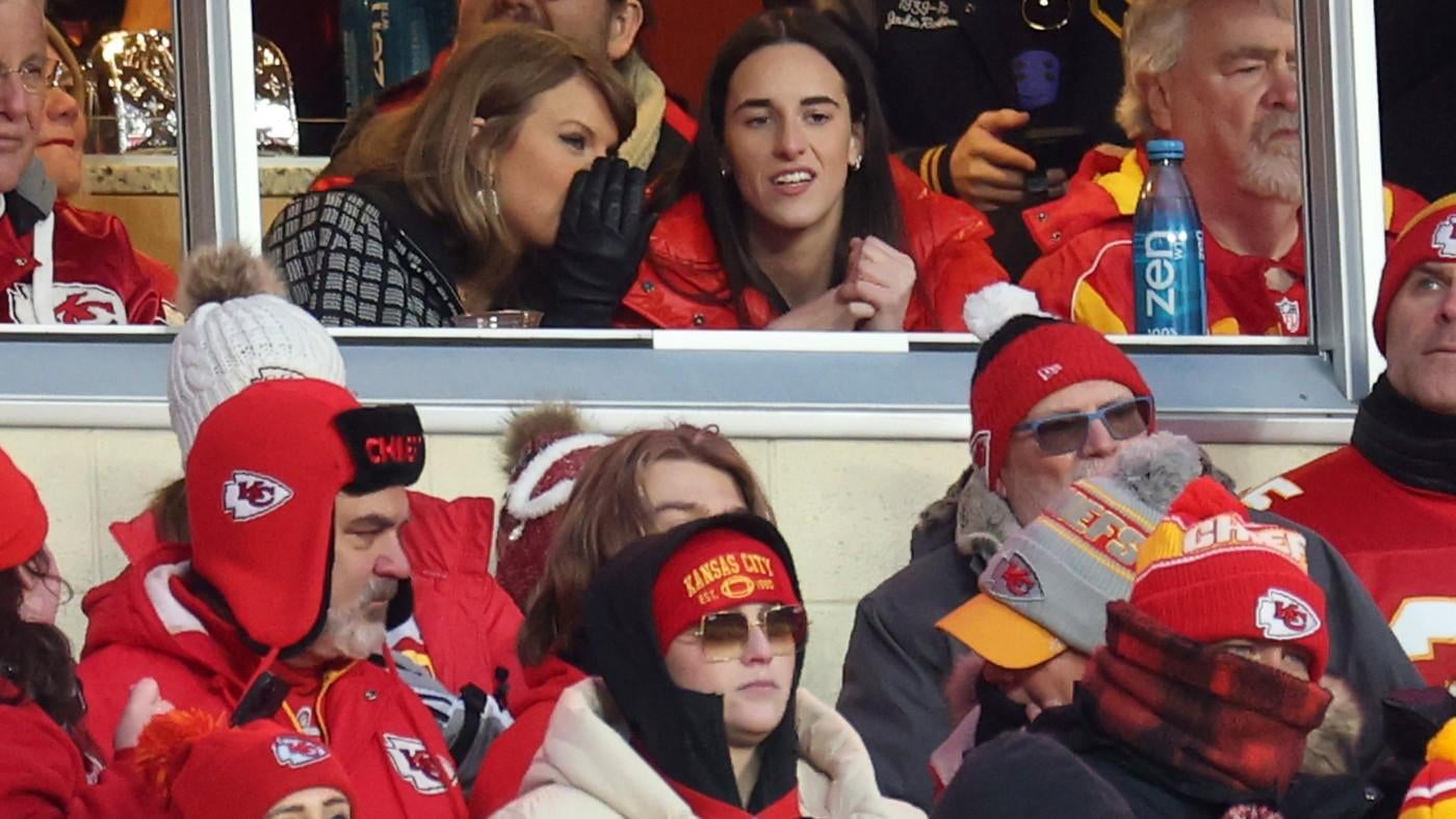 LOOK: Taylor Swift sits with Caitlin Clark at Chiefs playoff game as they root on Travis Kelce and Kansas City