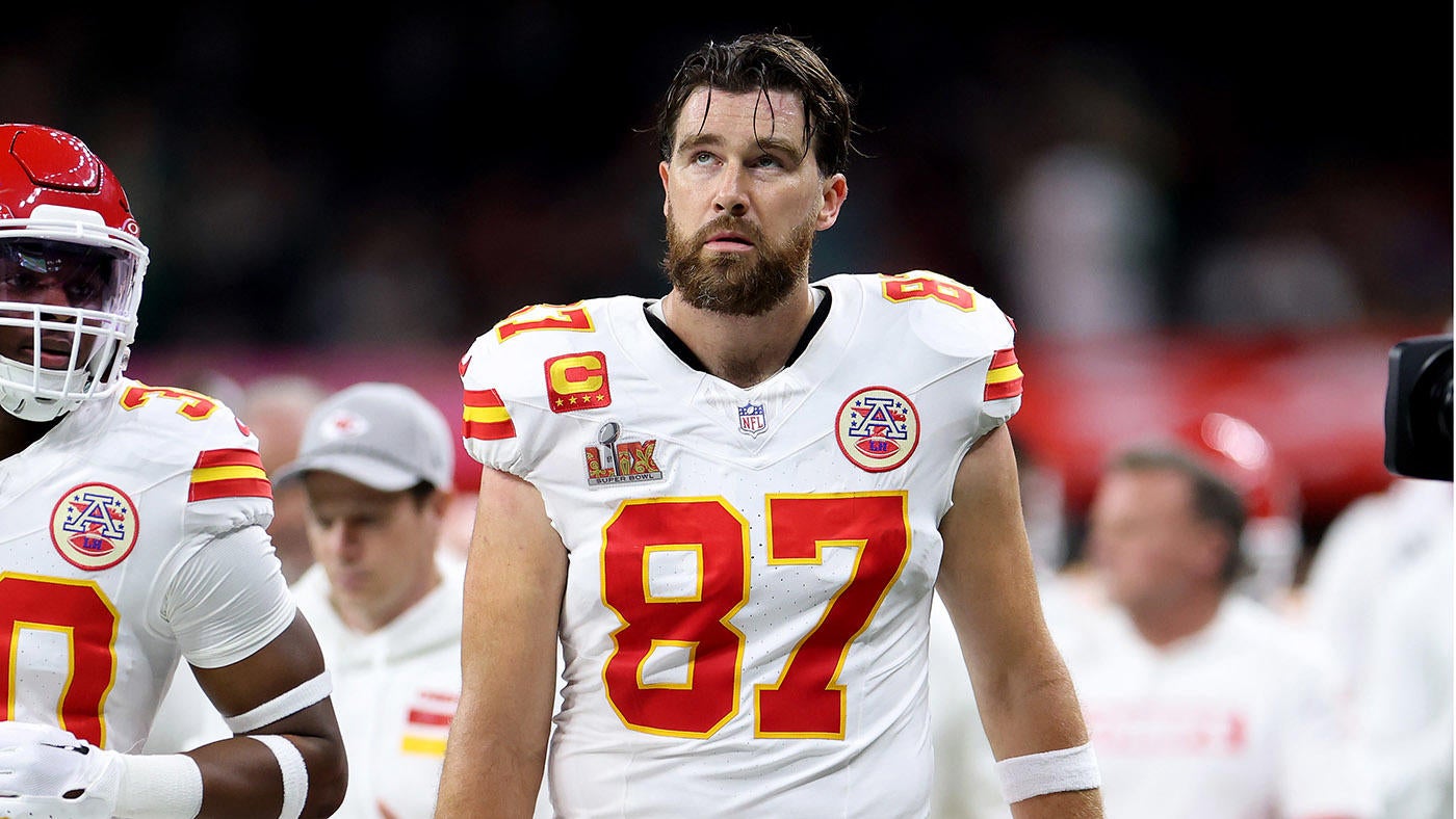 Chiefs star Travis Kelce held without a catch in listless first half vs. Eagles in 2025 Super Bowl