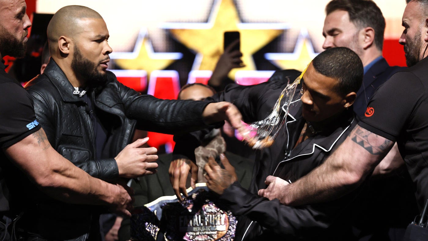 Watch as Chris Eubank Jr. slaps Conor Benn in the face with an egg during kickoff press conference