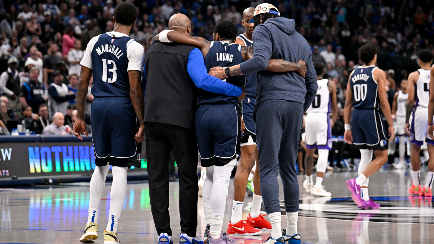 Kyrie Irving injury: Mavericks star helped off court with scary knee sprain as team's injury woes continue