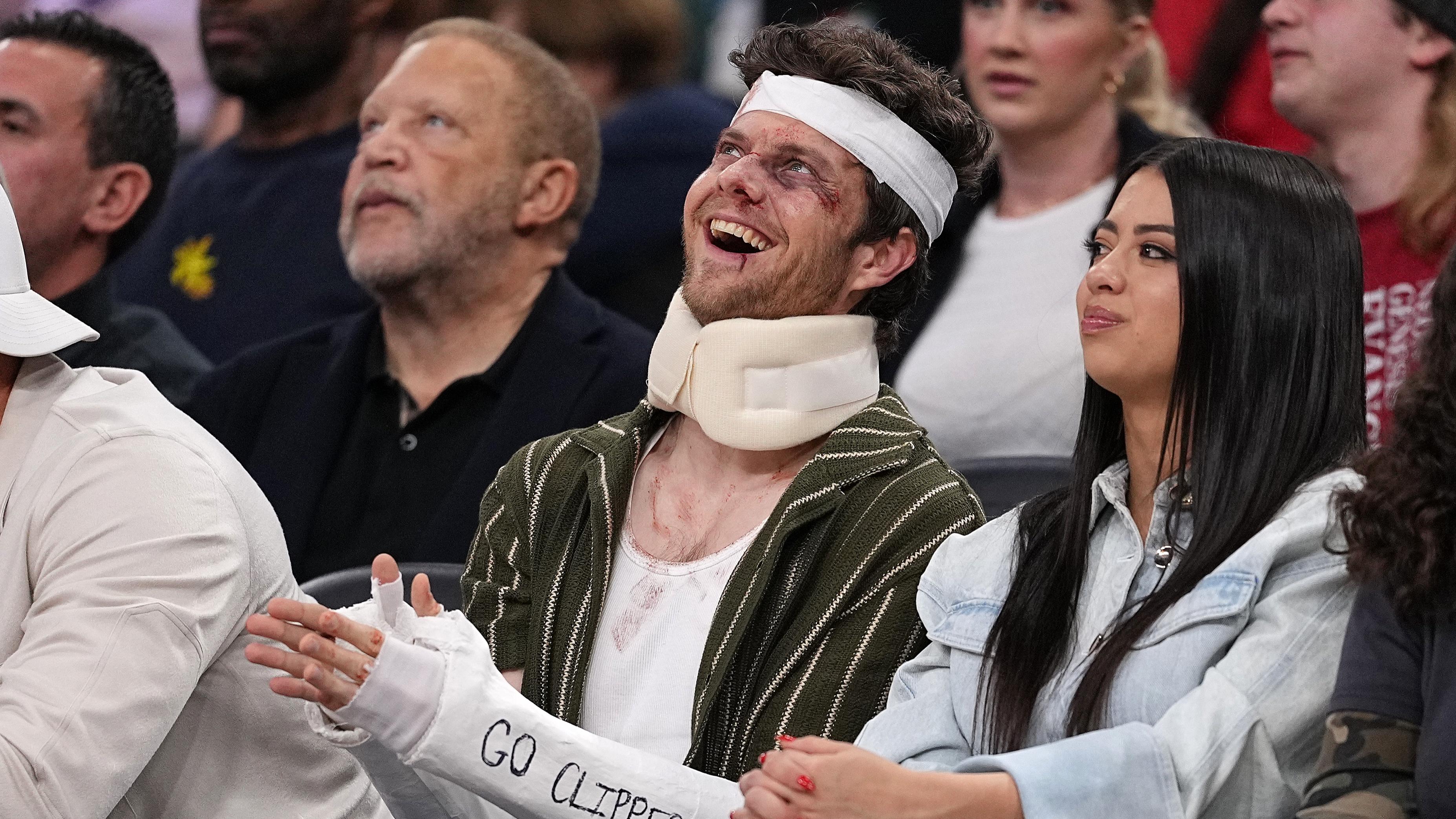 LOOK: Jack Quaid fakes injuries during Clippers game while promoting new action movie 'Novocaine'