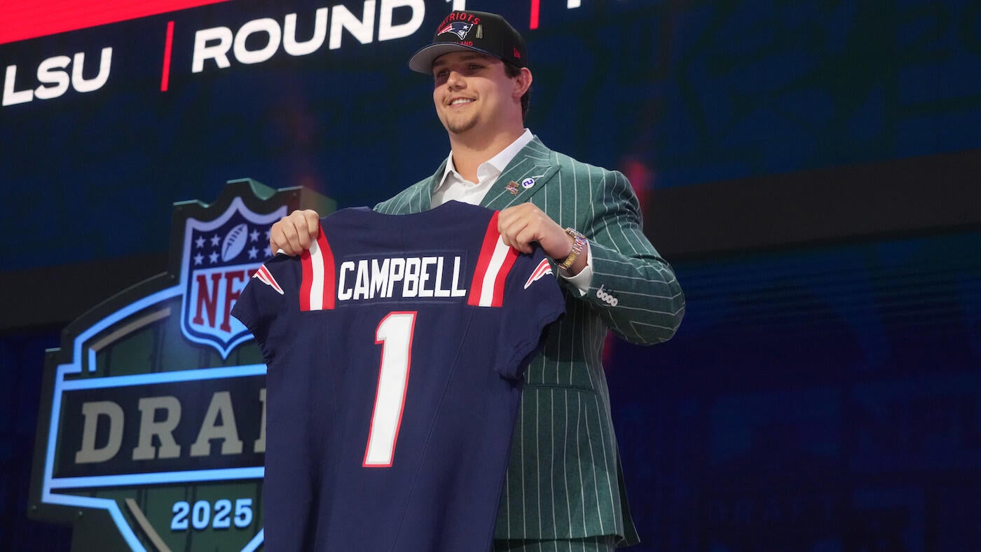 Patriots' Will Campbell breaks down on NFL Draft stage, promises to 'fight and die to protect' Drake Maye