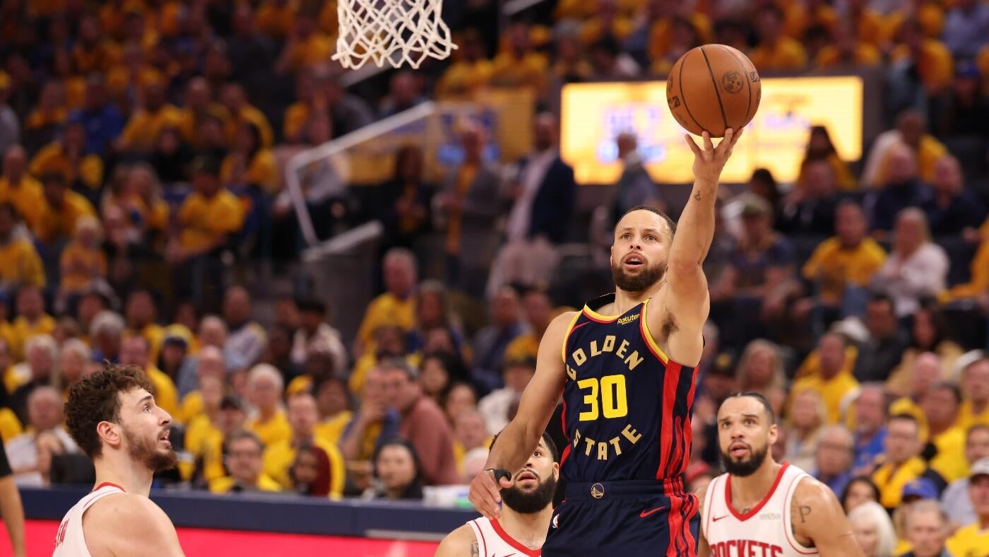 
                        Three best NBA player props, odds for Warriors vs. Rockets on Friday: Use Stephen Curry in NBA Playoff picks
                    