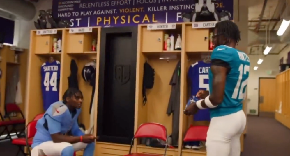 Travis Hunter playfully disses Cam Ward after 2025 NFL Draft in locker room clip: 'We didn't want you'