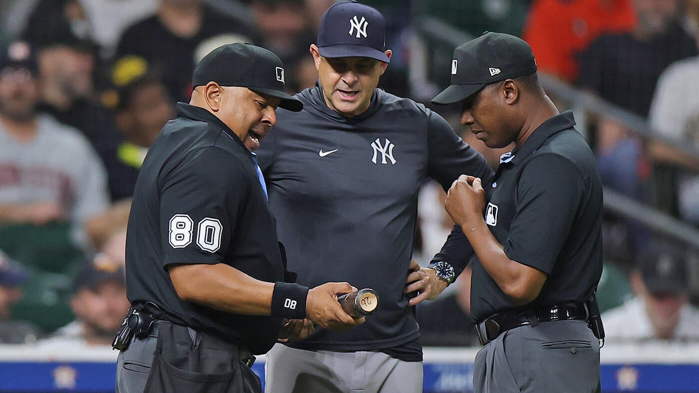 Umpires confiscate bat of Astros’ Taylor Trammell after Yankees manager Aaron Boone asks to have it checked