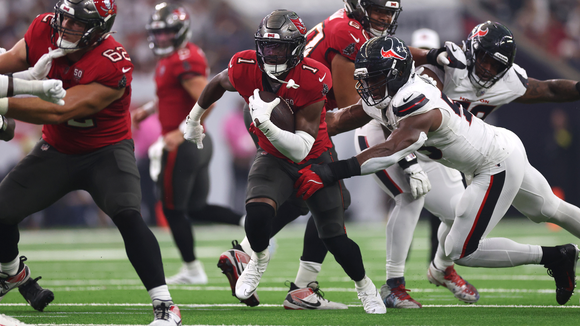 Rachaad White Tumbles Into Endzone to Lead Bucs past Texans