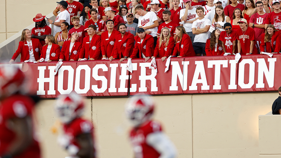 Indiana fans cheer on their Hoosiers during a recent football game