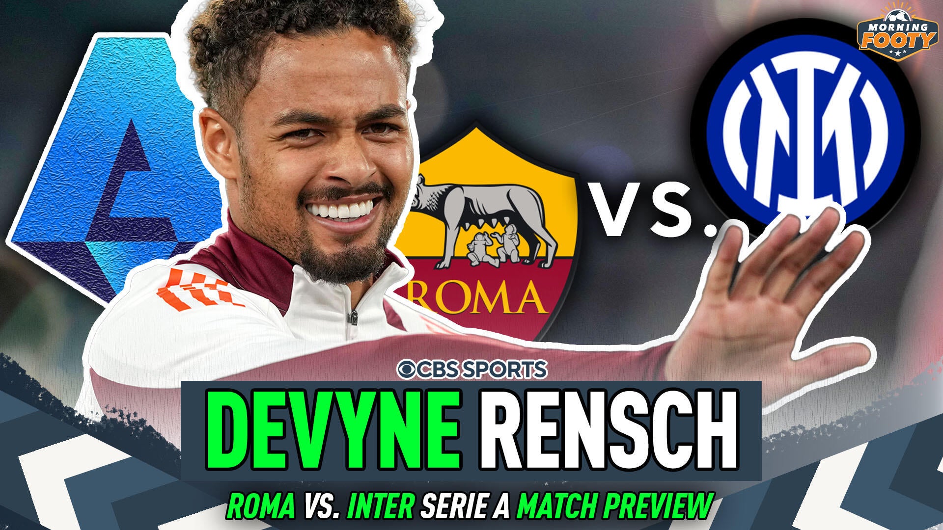 Devyne Rensch talks Serie A Top 4 CLASH: Roma vs. Inter- Morning Footy ...