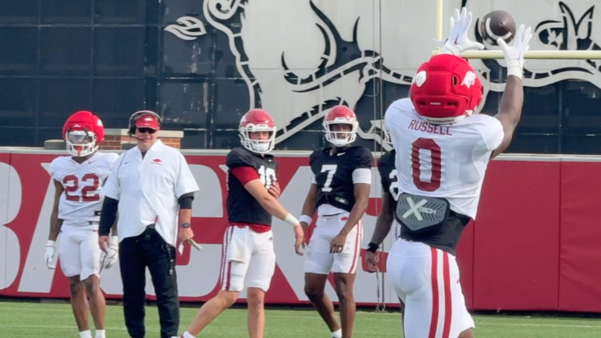 Practice Player Razorback Logo Razorback RBs in spring practice drills Stream of General Videos - CBS ...