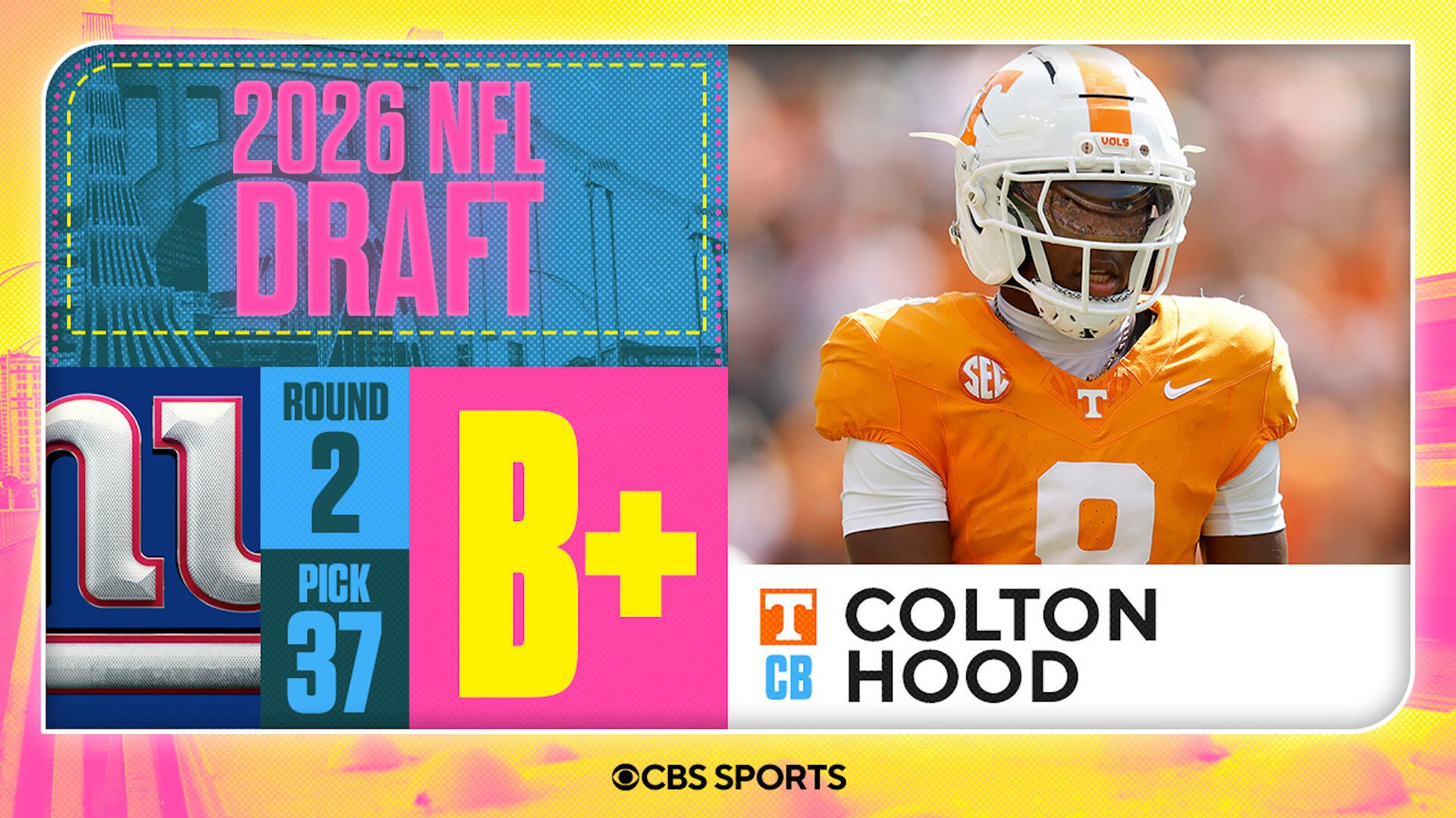 2026 NFL Draft Grades: Giants Select Colton Hood No. 37 Stream of ...