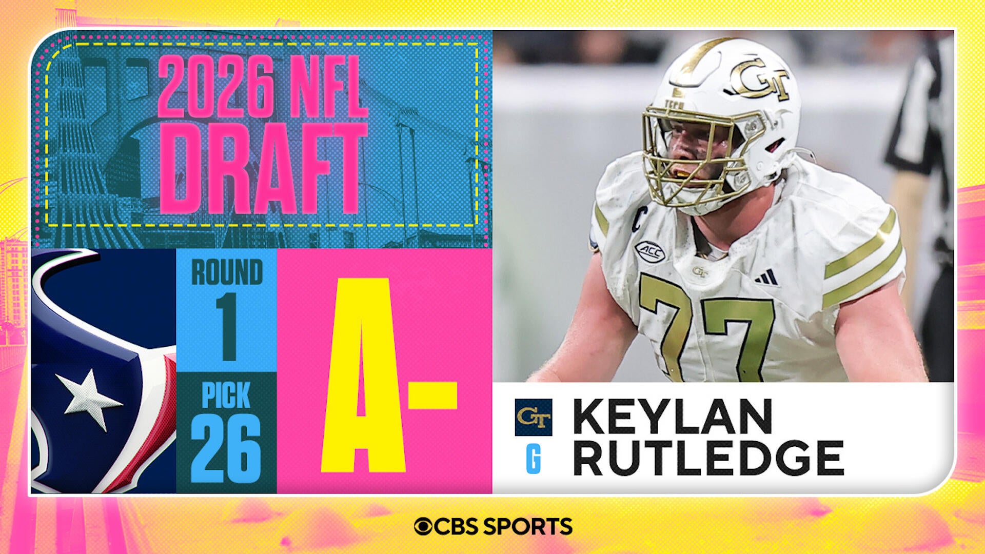 2026 NFL Draft Grades: Texans Select Keylan Rutledge No. 26 Stream of ...