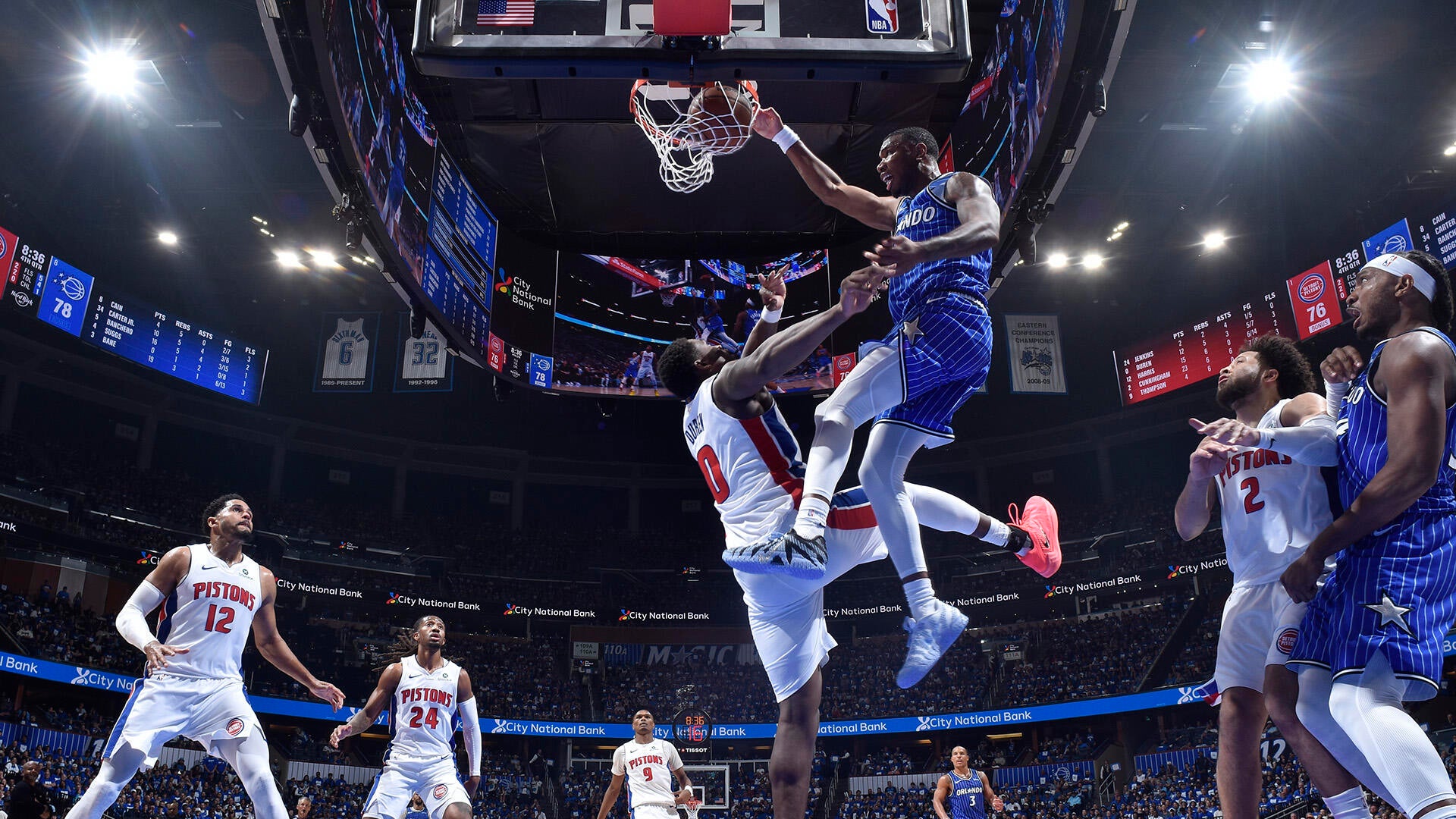 Highlights: Magic go up 3-1 on Pistons after Dunk of the Year contender from Cain