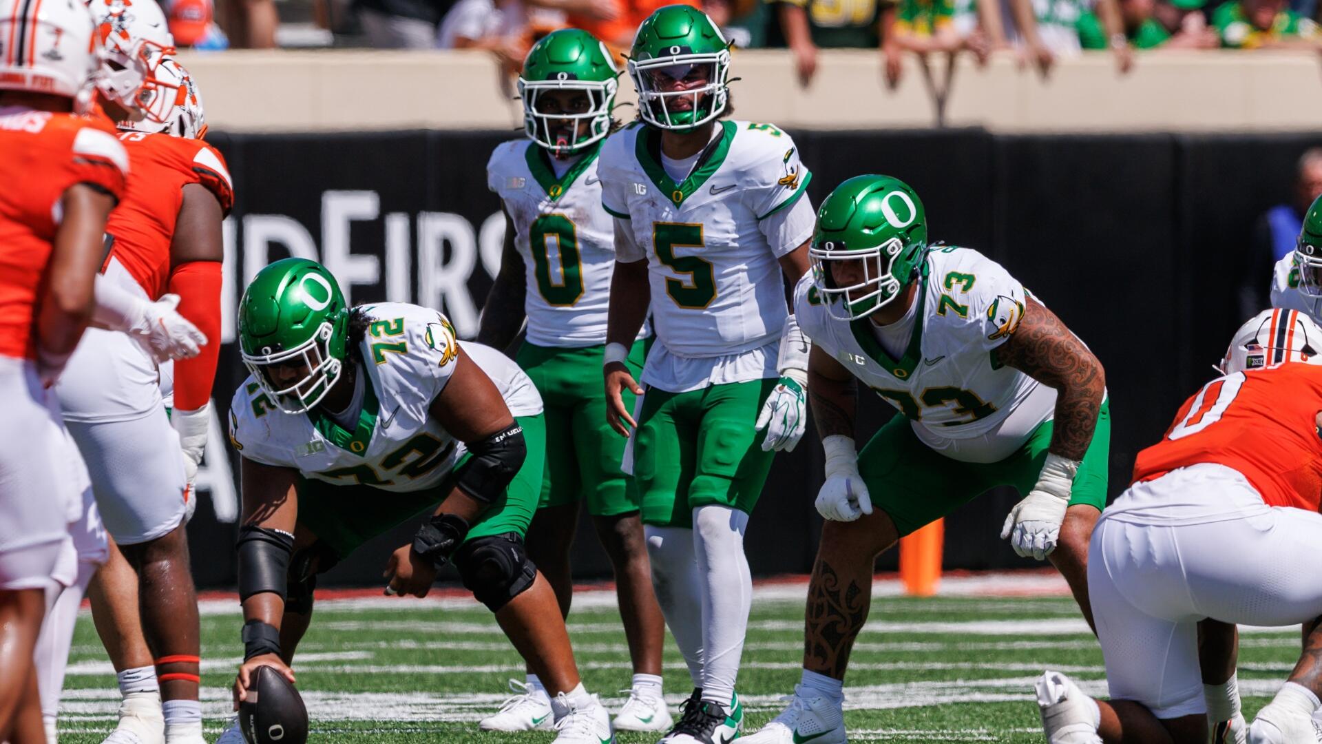Oklahoma State coach Eric Morris reveals how Cowboys spotted Oregon QB Dante Moore's tell