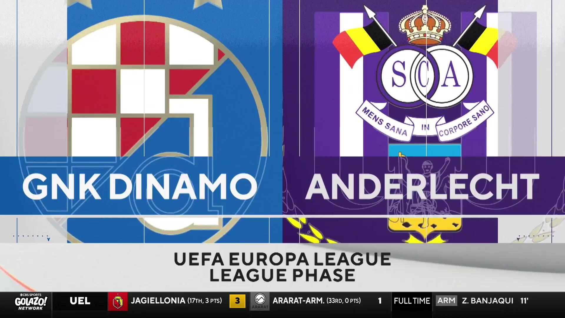 Dinamo Zagreb vs. Anderlecht: UEL Match Highlights (10/15) - Scoreline
