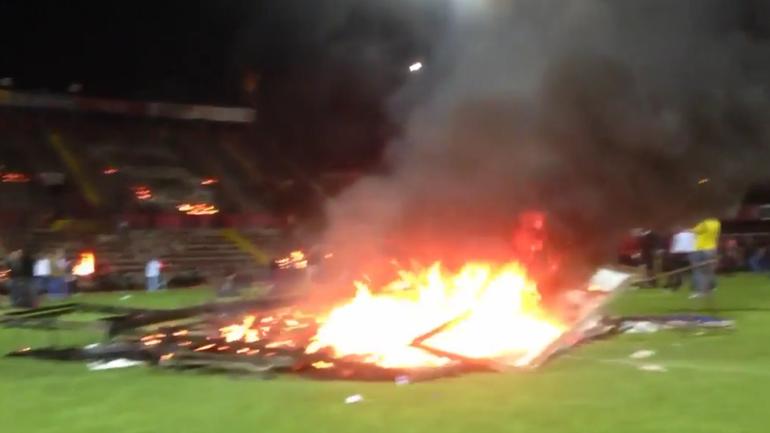 WATCH: Turkish fans set stadium on fire after soccer team 