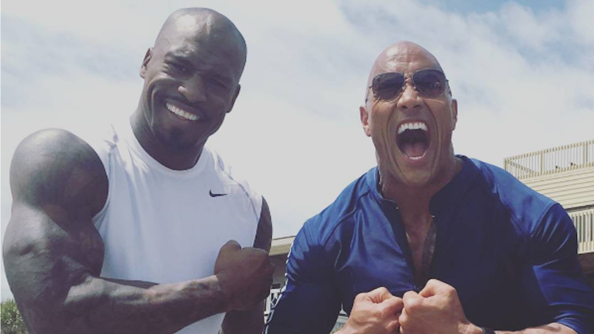 LOOK: The Rock almost looks puny next to this ripped NFL tight end 