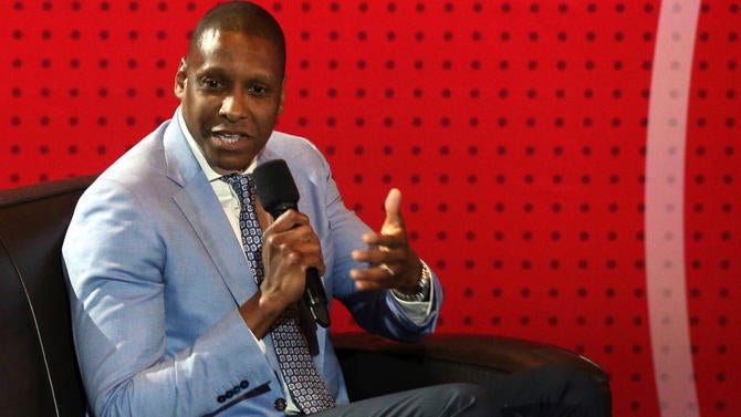 Masai Ujiri speaks at the draft lottery