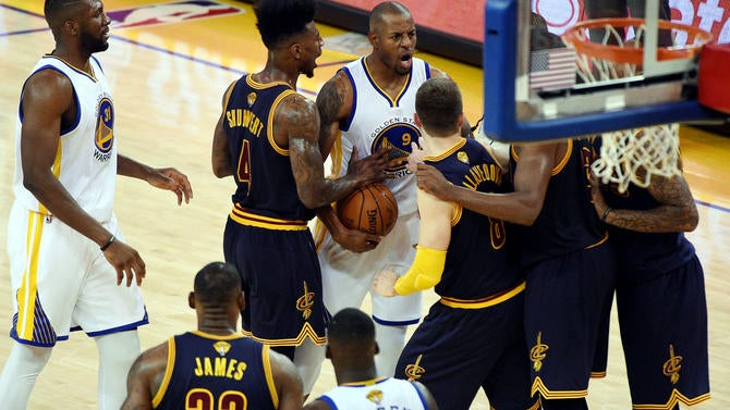 Andre Iguodala is mad at Matthew Dellavedova in NBA Finals