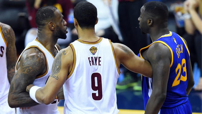 LeBron James and Draymond Green yell at each other