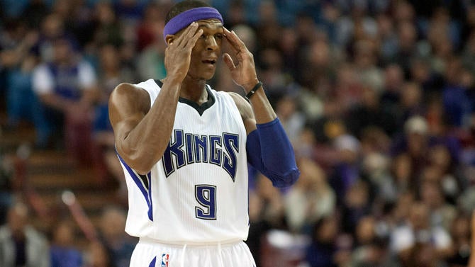 Rajon Rondo looks upset